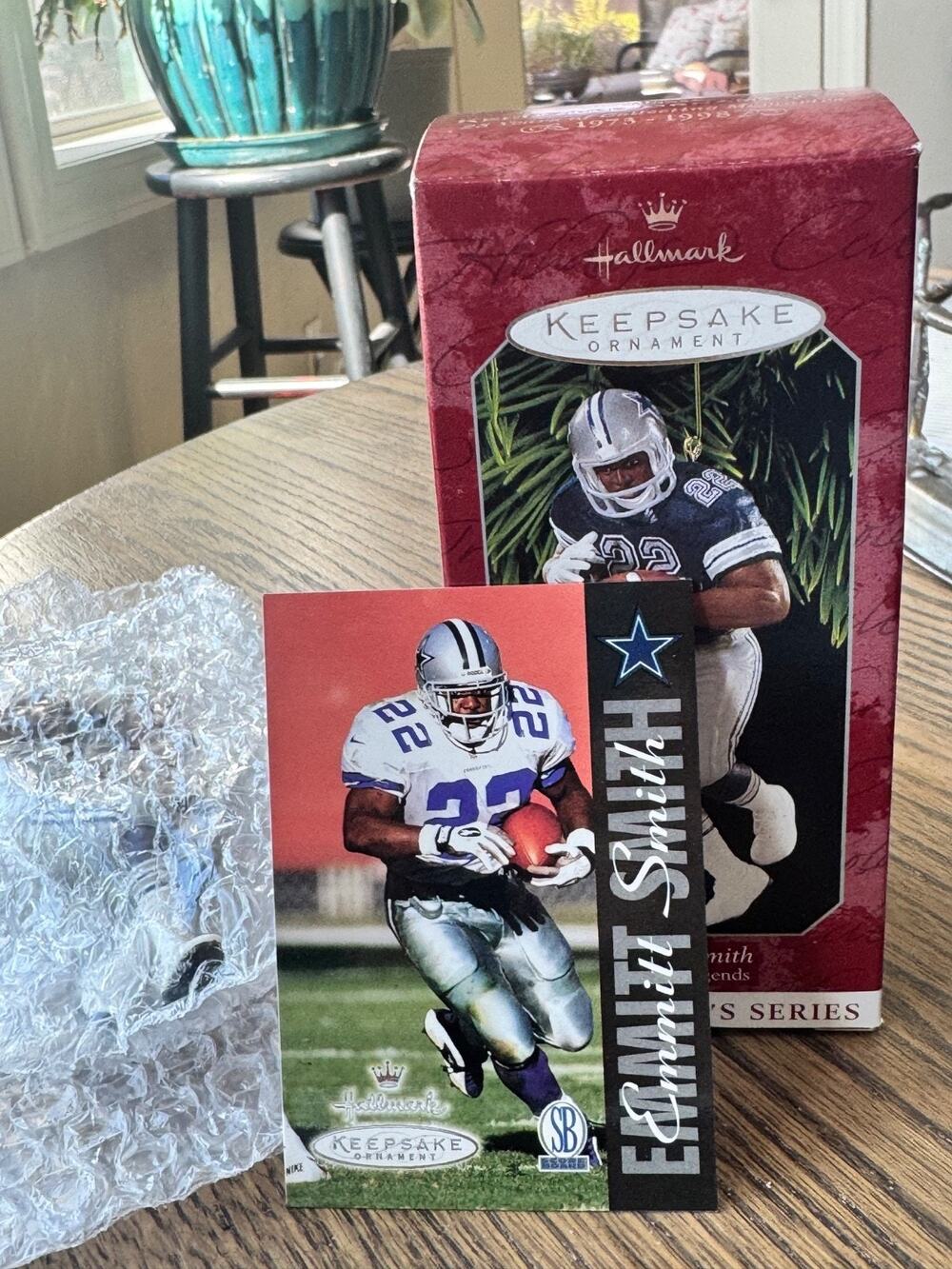 Vintage Emmitt Smith Dallas Cowboys Football 1998 Hallmark Keepsake Ornament NEW